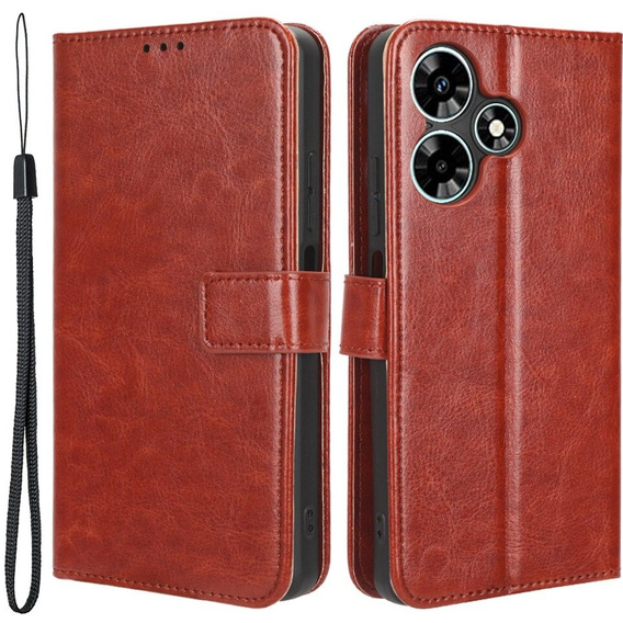 Футляр з клапаном для Infinix Hot 30, Crazy Horse Wallet, коричневий