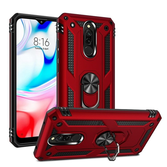 Бронированный Чехол до Xiaomi Redmi 8 / 8A, Nox Case Ring, красный