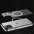 Магнітний чохол Dual Glass MagSafe для iPhone 14 Pro Max, сріблястий