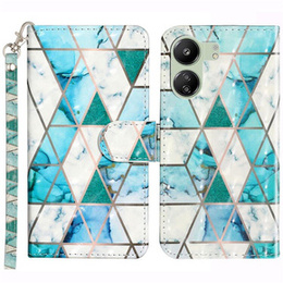 Откидной чехол для Xiaomi Redmi 13C / Poco C65, Wallet, Marble зелёный