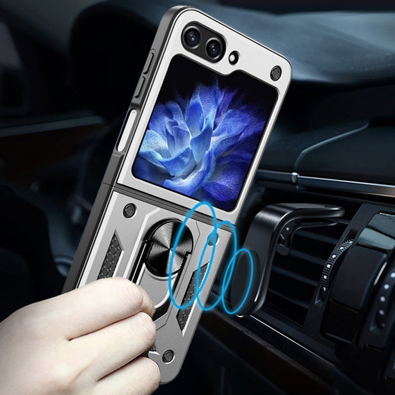 Бронированный Чехол до Samsung Galaxy Z Flip5 5G, Nox Case Ring, серебряный