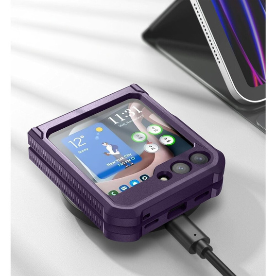 Броньований чохол для Samsung Galaxy Z Flip 5 5G, Dexnor Clip Holder, фіолетовий
