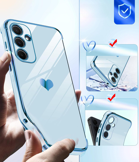 Чехол до Samsung Galaxy A54 5G, Electro heart, синий + 2x стекло 9H