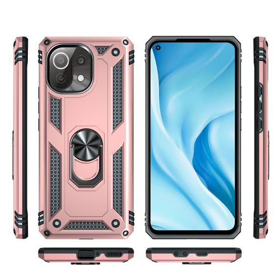 Бронированный Чехол до Xiaomi Mi 11 Lite / Mi 11 Lite 5G / 11 Lite 5G NE, Nox Case Ring, розовый rose gold