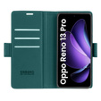 Чехол для Oppo Reno 13 Pro, ERBORD Glossy Litchi, кошелек с клапаном, зелёный