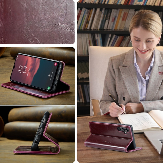 Флип-кейс CASEME для Samsung Galaxy A34 5G, Waxy Textured, красный