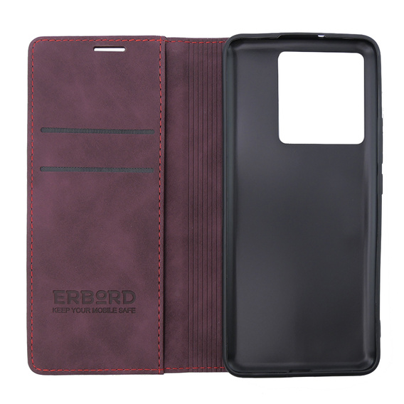 Чохол для Xiaomi 13T / 13T Pro, ERBORD Vintage, гаманець з клапаном, червоний