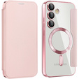 Чохол-книжка для Samsung Galaxy S25 FE, RFID Wallet MagSafe CamShield, рожевий