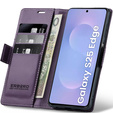 Чохол для Samsung Galaxy S25 Edge, ERBORD Glossy Litchi, гаманець з клапаном, фіолетовий