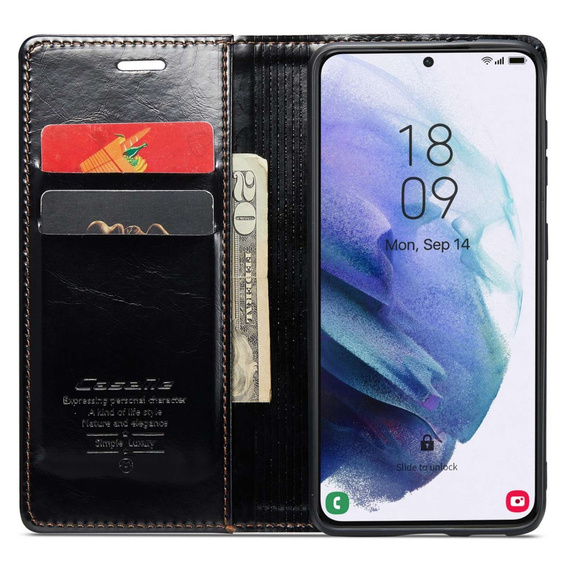 Флип-кейс CASEME для Samsung Galaxy S21, Waxy Textured, чёрный