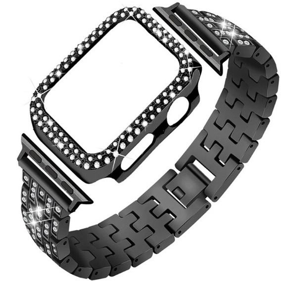 Металический браслет с чехлом для часов Apple Watch 4/5/6/SE 44mm, Black