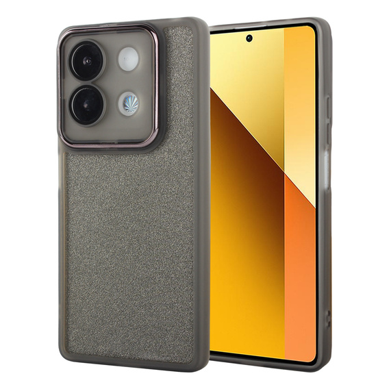 Чохол для Xiaomi Redmi Note 13 5G, Glittery Powder, сірий + загартоване скло 9H