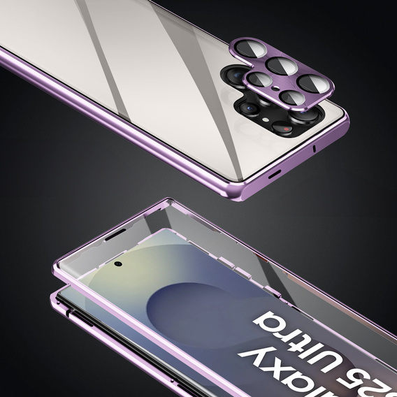 Чехол для Samsung Galaxy S25 Ultra, Magnetic Dual Glass, фиолетовый