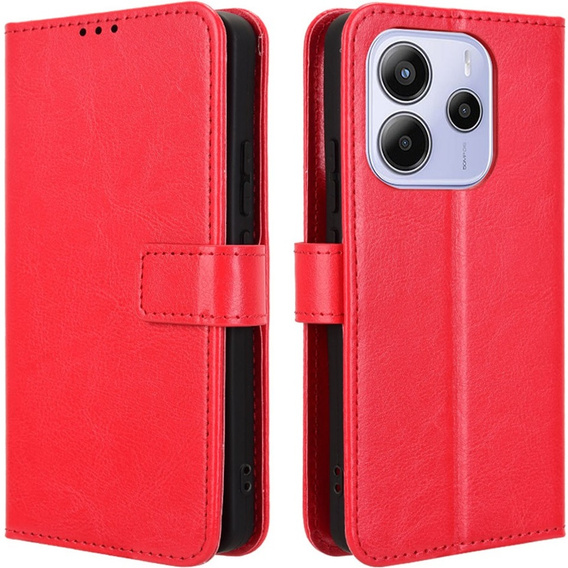 Футляр з клапаном для Xiaomi Redmi Note 14 4G, Crazy Horse Wallet, червоний