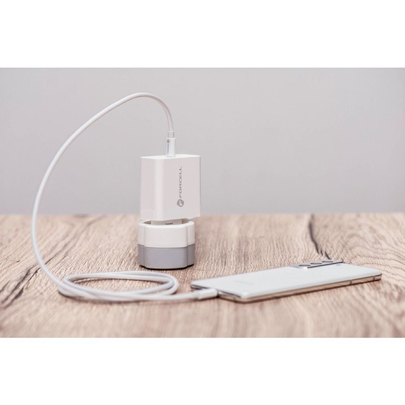 Зарядное устройство Forcell USB-A / 2x USB-C 3.45A GaN 70W PD QC 4.0, серый