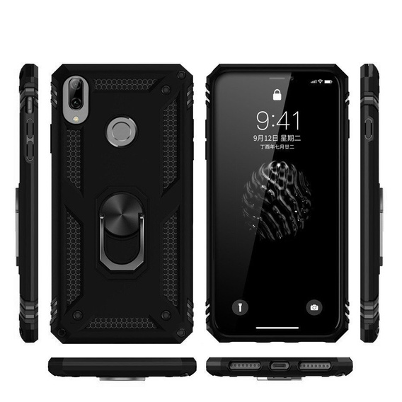 Бронированный Чехол до Huawei P20 Lite, Nox Case Ring, чёрный