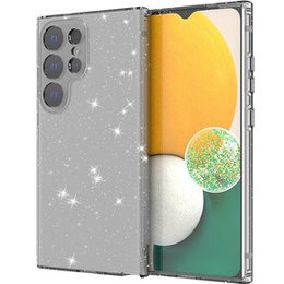 Чехол до Samsung Galaxy S24 Ultra, Glittery Powder, прозрачный / черный