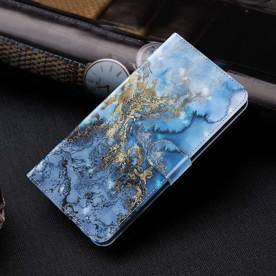 Откидной чехол для Xiaomi Redmi Note 13 Pro+, Wallet, Marble синий