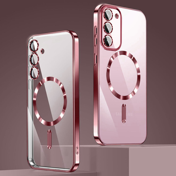Чехол для Samsung Galaxy S23, Electro MagSafe, розовый rose gold + стекло для экрана