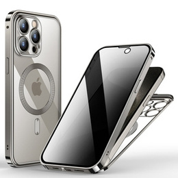 Чохол для iPhone 15 Pro Max, Privacy Dual Glass, для MagSafe, сріблястий