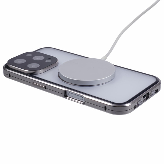 Магнитный чехол с двойным стеклом MagSafe для iPhone 16 Pro Max, титан
