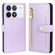 Откидной чехол для Xiaomi Poco F6 Pro, Wallet Zipper Pocket, фиолетовый