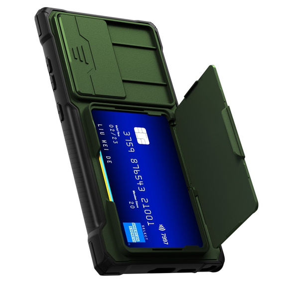 Чохол для Samsung Galaxy S24 Ultra, ERBORD SlideGuard with Card Holder, зелений