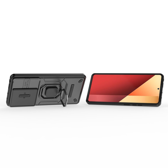Чехол для Xiaomi Redmi Note 13 Pro 4G / Xiaomi Redmi Note 14S / Xiaomi Poco M6 Pro 4G, KickStand Camera Lens, чёрный
