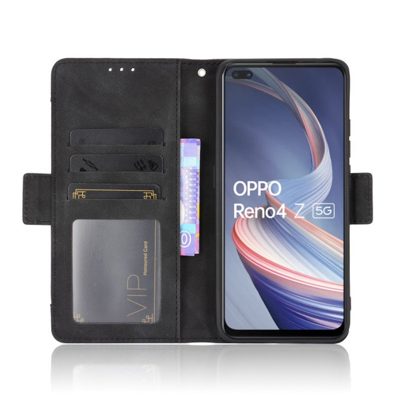 Футляр з клапаном для Oppo Reno 4 Z 5G, Card Slot, чорний