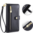 Откидной чехол для iPhone 16E, Wallet Zipper Pocket, чёрный