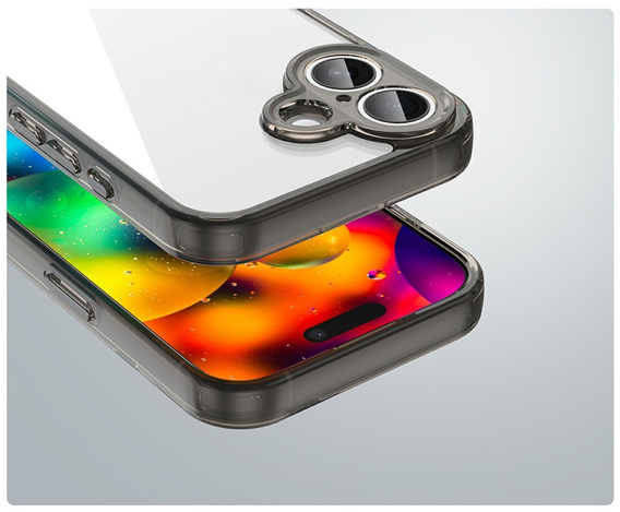 Чохол для iPhone 17, з кришкою для камери, прозорий з чорними боками