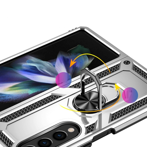 Бронированный Чехол до Samsung Galaxy Z Fold 4 5G, Nox Case Ring, серебряный