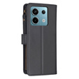 Откидной чехол для Xiaomi Redmi Note 13 Pro 4G / Xiaomi Redmi Note 14S / Xiaomi Poco M6 Pro 4G, Wallet Zipper Pocket, чёрный