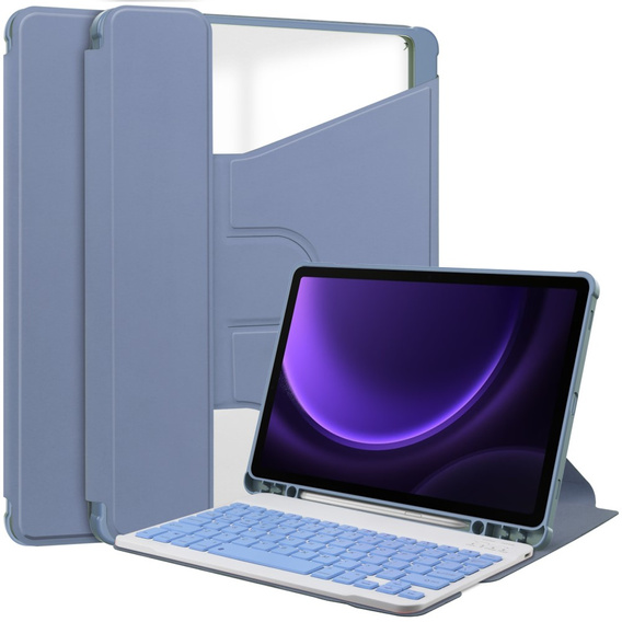 Чохол клавіатура для Samsung Galaxy Tab S10 Lite / S10 FE / S9 FE, Rotary 360° Leather, фіолетовий