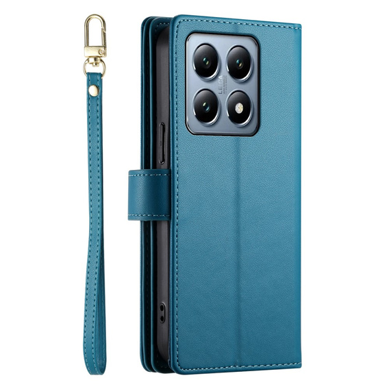 Откидной чехол для Xiaomi 14T Pro, Wallet Zipper Pocket, синий