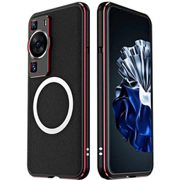 Чохол для Huawei P60 / P60 Pro магнітний металевий Magsafe, чорний / червоний