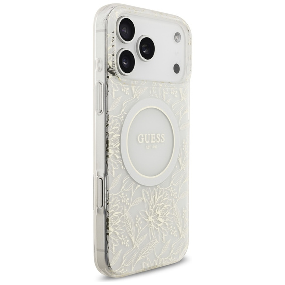 Чохол Guess IML Flowers Electroplated Allover With Beads Strap, для MagSafe, з ремінцем для iPhone 17 Pro Max