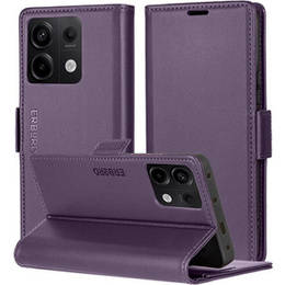 Чохол для Xiaomi Redmi Note 13 Pro 5G, ERBORD Glossy Litchi, гаманець з клапаном, фіолетовий