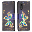 Откидной чехол для Samsung Galaxy A25 5G, Wallet Butterfly, чёрный + 9H стекло 