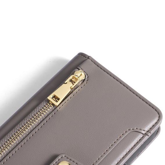 Откидной чехол для Samsung Galaxy A25 5G, Wallet Zipper Pocket, серый