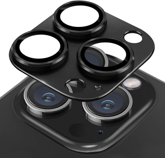 Скло для камери iPhone 16 Pro / 16 Pro Max, чорне з металевим покриттям ERBORD