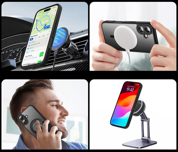 Матовый чехол для iPhone 17, для Magsafe, матовый черный