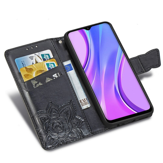 Чохол-книжка для Xiaomi Redmi 9, Butterfly, чорний