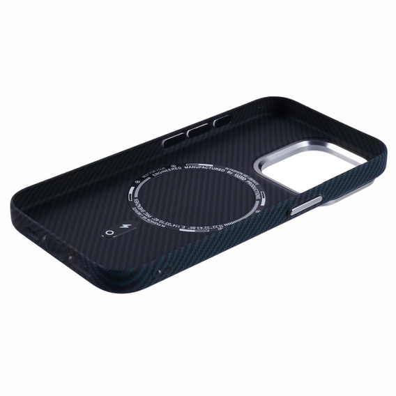 Чехол для iPhone 13 Pro Max, Carbon Fiber MagSafe, черный / синий