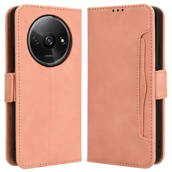 Футляр з клапаном для Xiaomi Redmi A3, Card Slot, рожевий