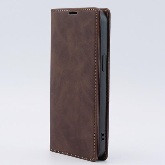 Чехол для iPhone 15 Pro, ERBORD Vintage, бумажник с клапаном, кофе
