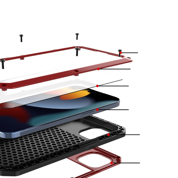 Чохол для iPhone 15 Plus, броньований, з інтегрованим склом, червоний