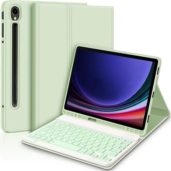 Чехол + клавиатура Samsung Galaxy Tab S9 FE, Leather Pen Slot, светло-зеленый
