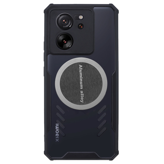 Чехол для Xiaomi 13T / 13T Pro с магнитной полосой, черный / прозрачный