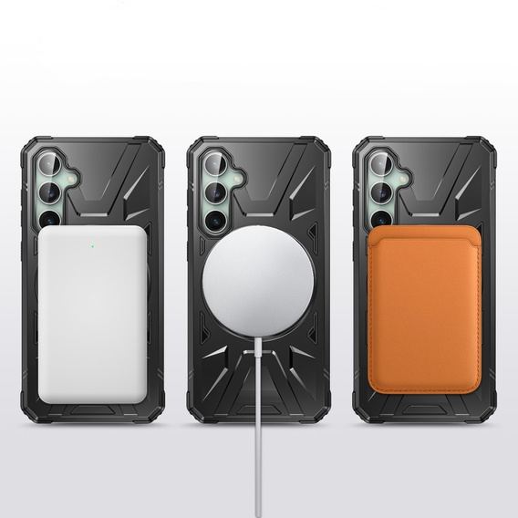 Чохол для Samsung Galaxy S23 FE, броньований з підставкою та ручкою, чорний